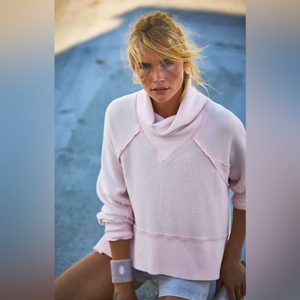 Free People Pink Cowl Neck Sweater